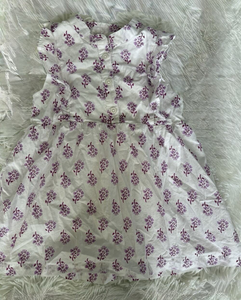 Crewcuts Toddler Sz. 18/24 Mo. Pink Floral Button Front Lined Sleeveless Dress.